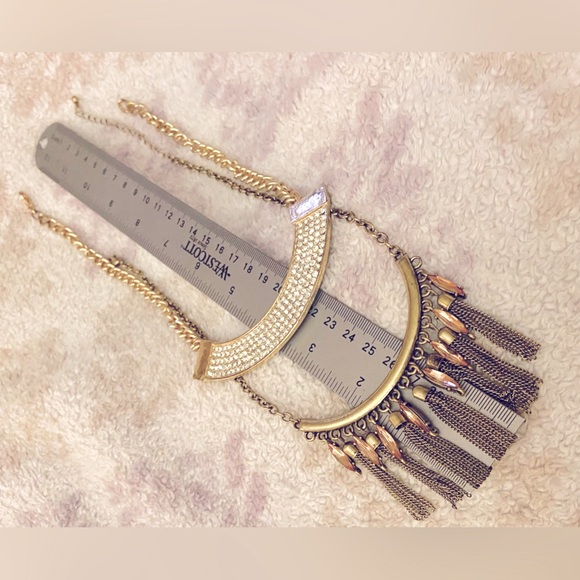 Two Statement Necklaces, Both Unmarked, Retro Costume Jewelry, 1 Gold & 1 Bronze - Picture 15 of 16